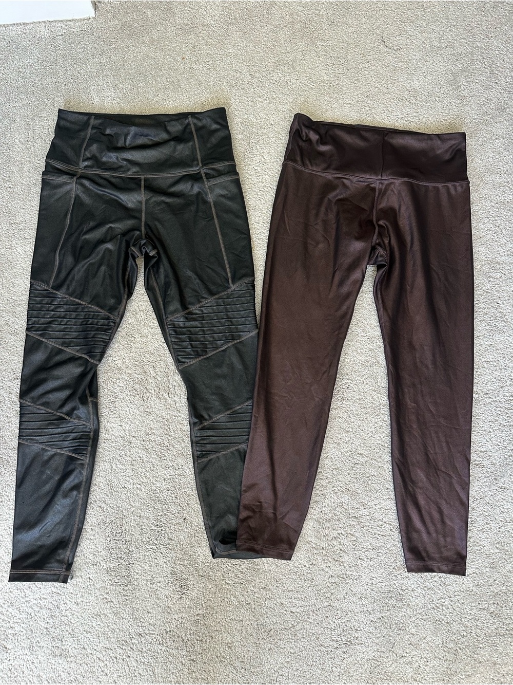 Athleta Faux Leather Leggings Bundle Moto & Elation High Rise Size S